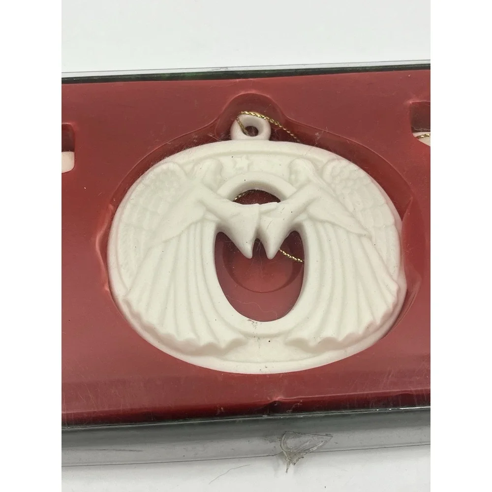 Vintage Woolworths Joy Ceramic Angel Christmas tree ornaments Box 3